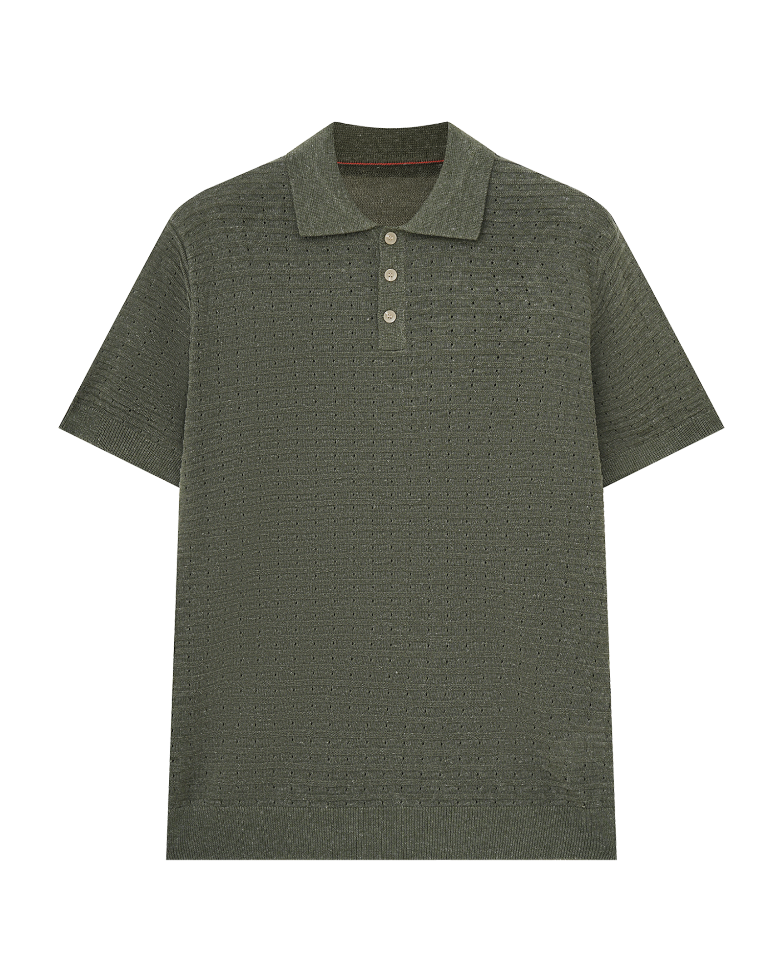 Open Knit Linen Polo T-Shirt