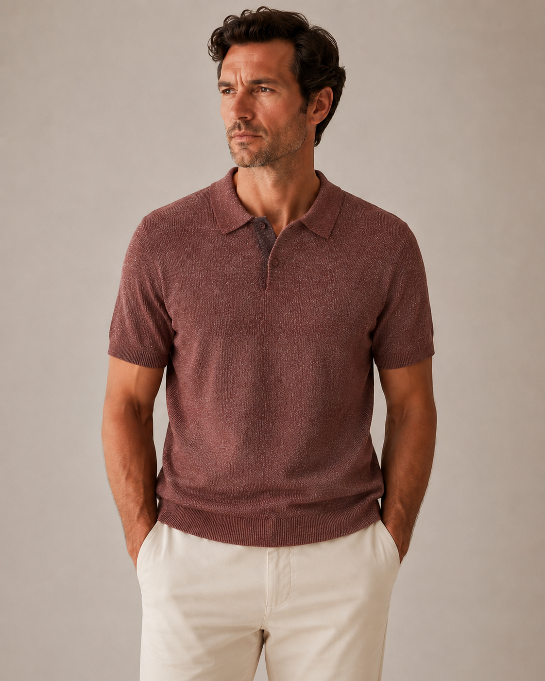 Linen Blend Polo Shirt