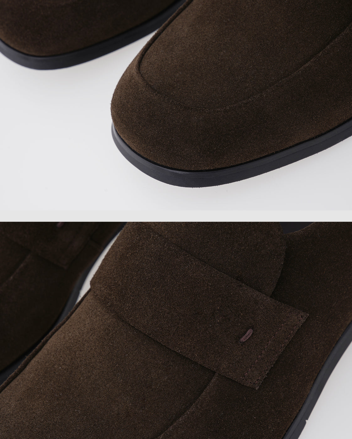 Hand-Stitched Suede Penny Loafers