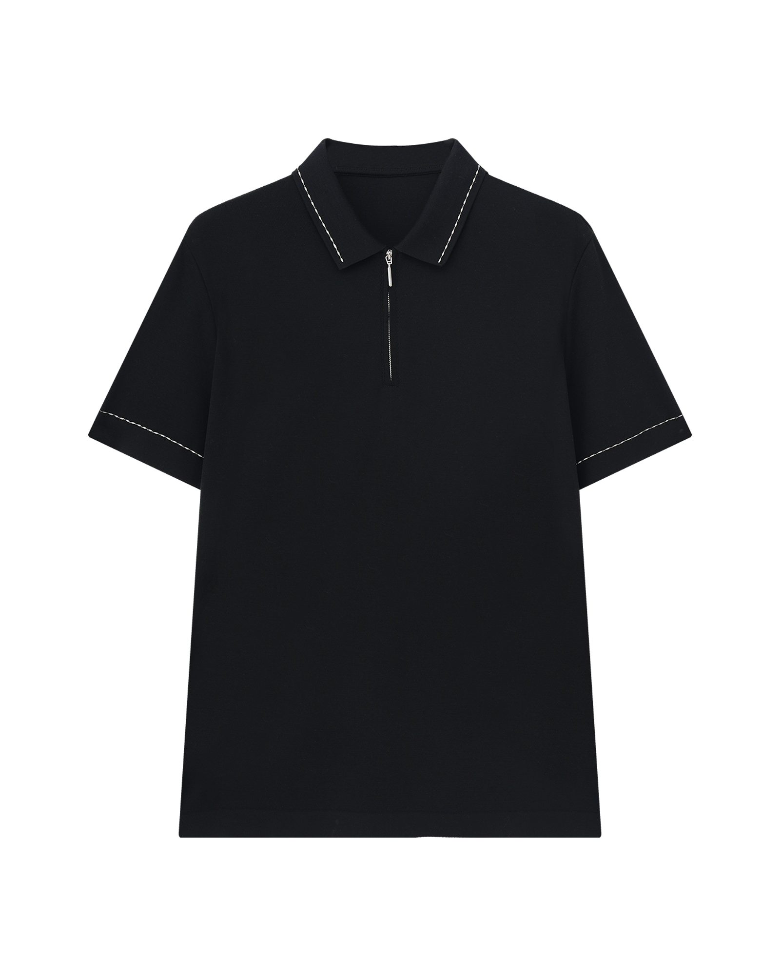 Half-Zip Embroidered Cotton Polo T-Shirt