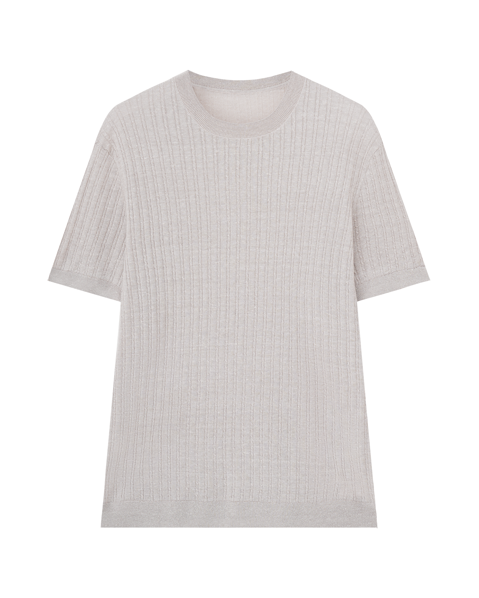 Cable Knit Wool Linen T-Shirt