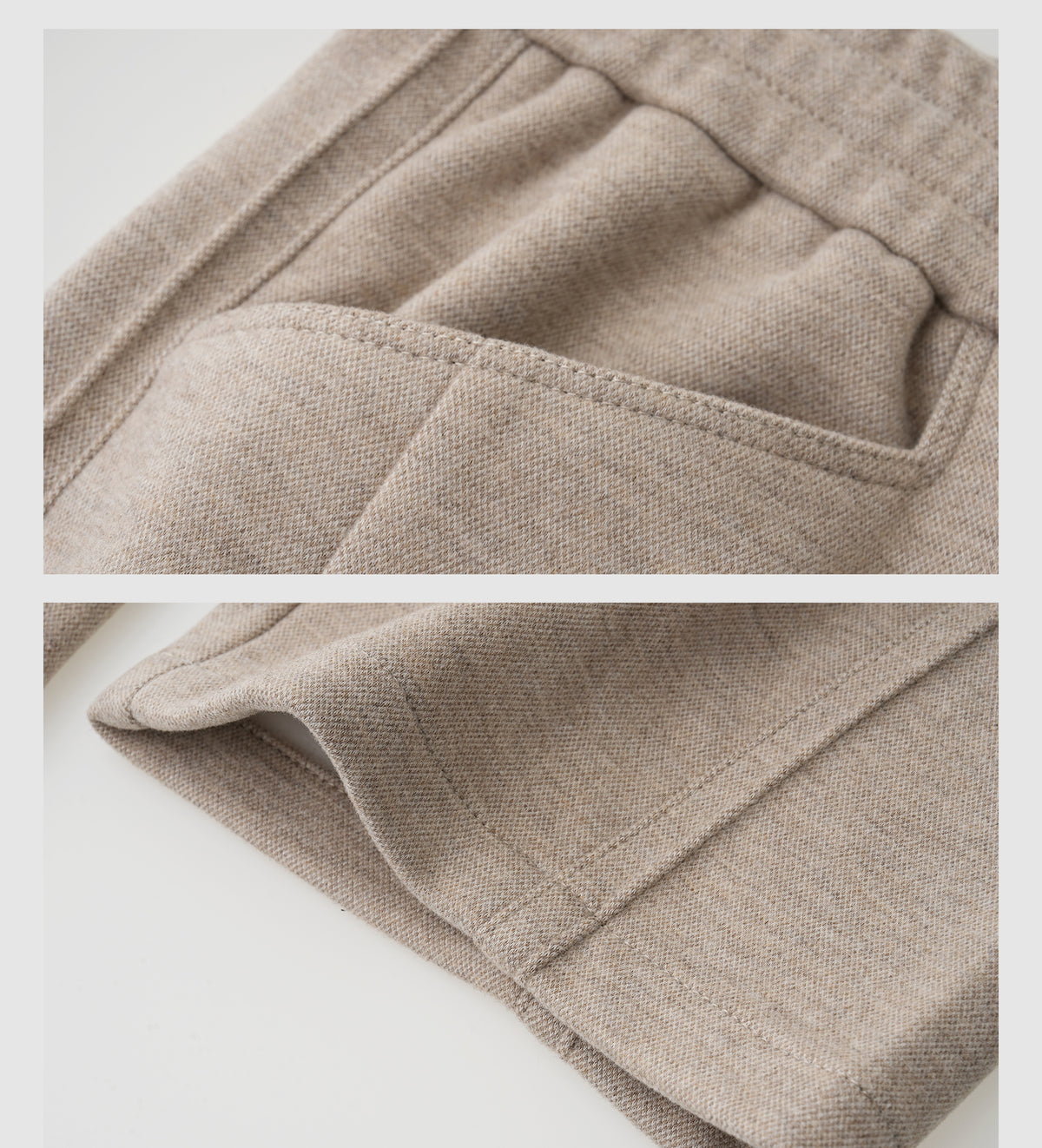 Acetate-Wool Woven Drawstring Casual Pants