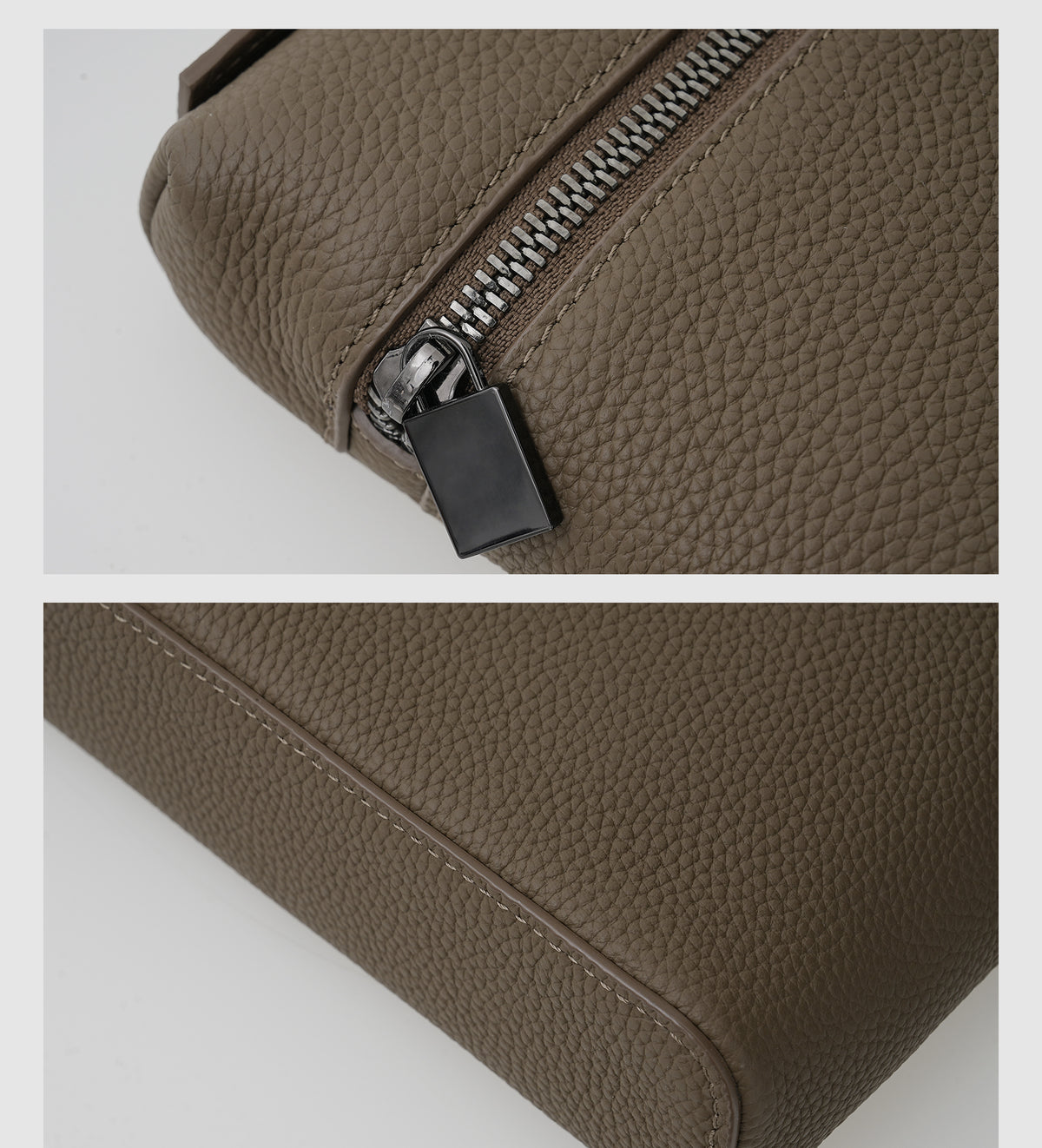 100% Cowhide Leather Bag – Lychee Texture, Structured Shape