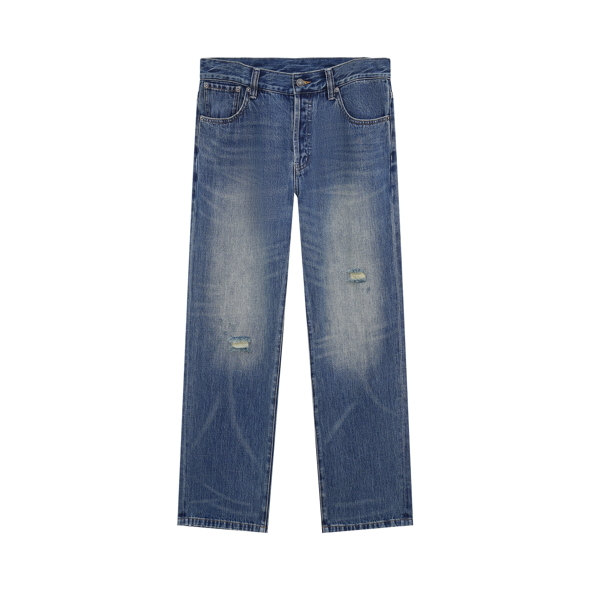 100% Cotton Relaxed-Fit Vintage Denim Jeans
