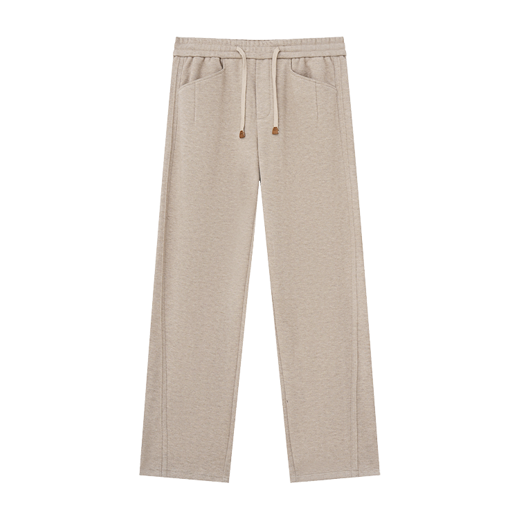 Acetate-Wool Woven Drawstring Casual Pants