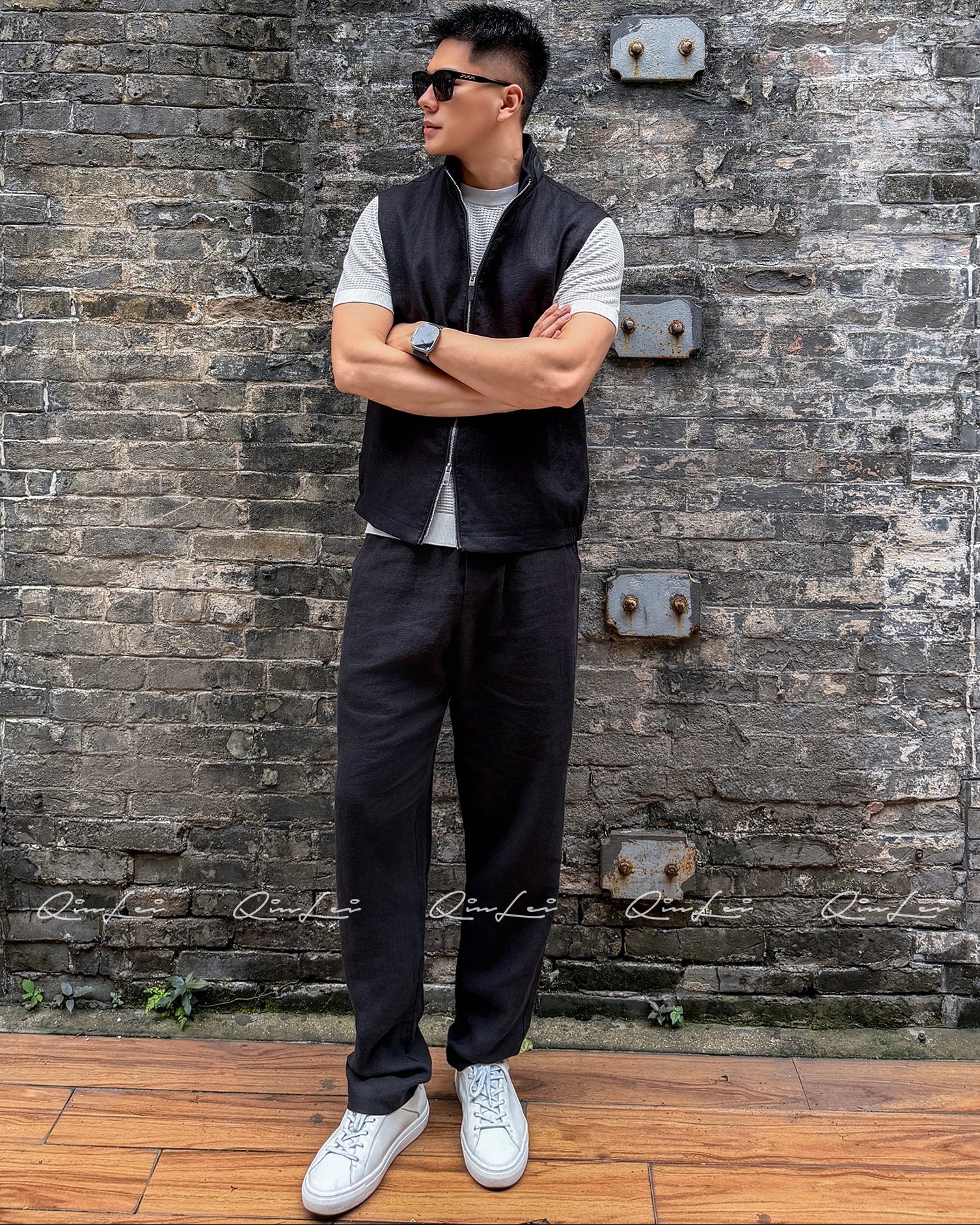Linen Leather Vest