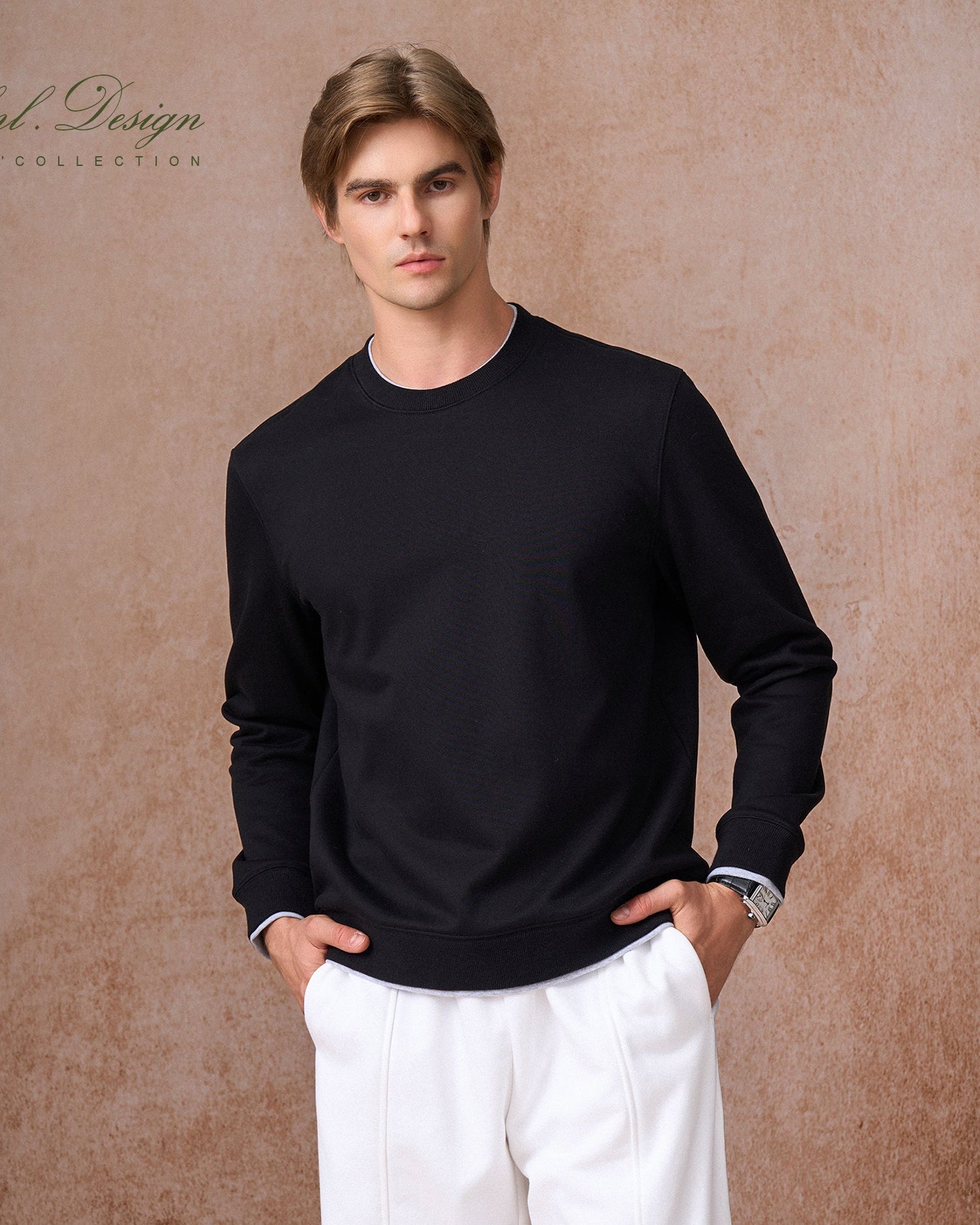 Cotton Double-Layer Crewneck Sweatshirt