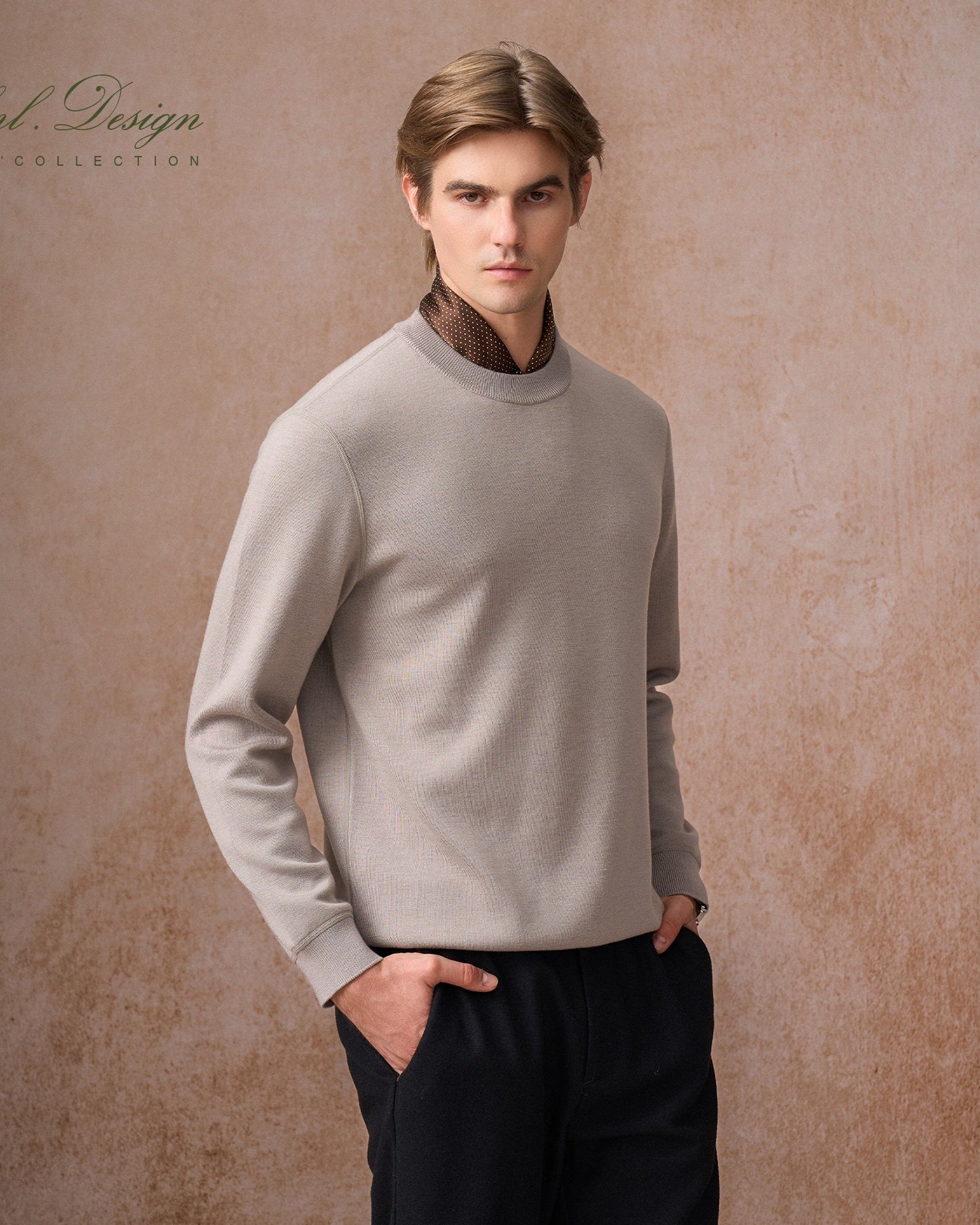 Wool Blend Plain Knit Sweater