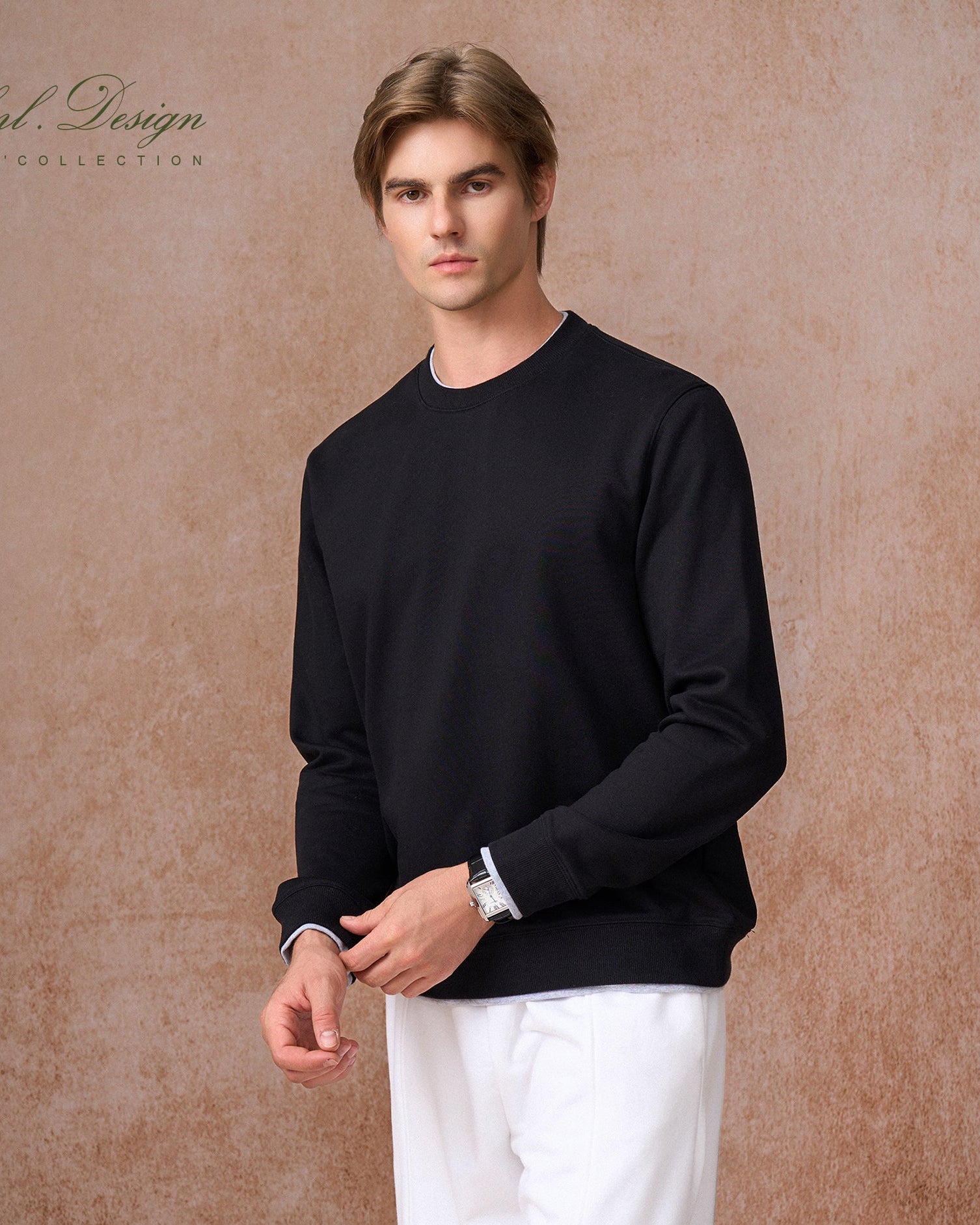 Cotton Double-Layer Crewneck Sweatshirt