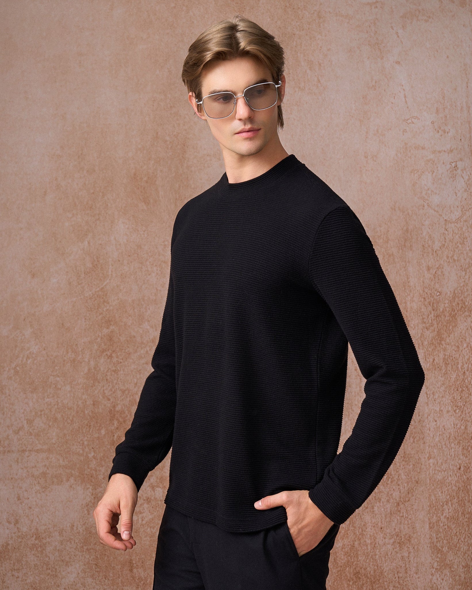 Custom Mélange Yarn Knit Sweater