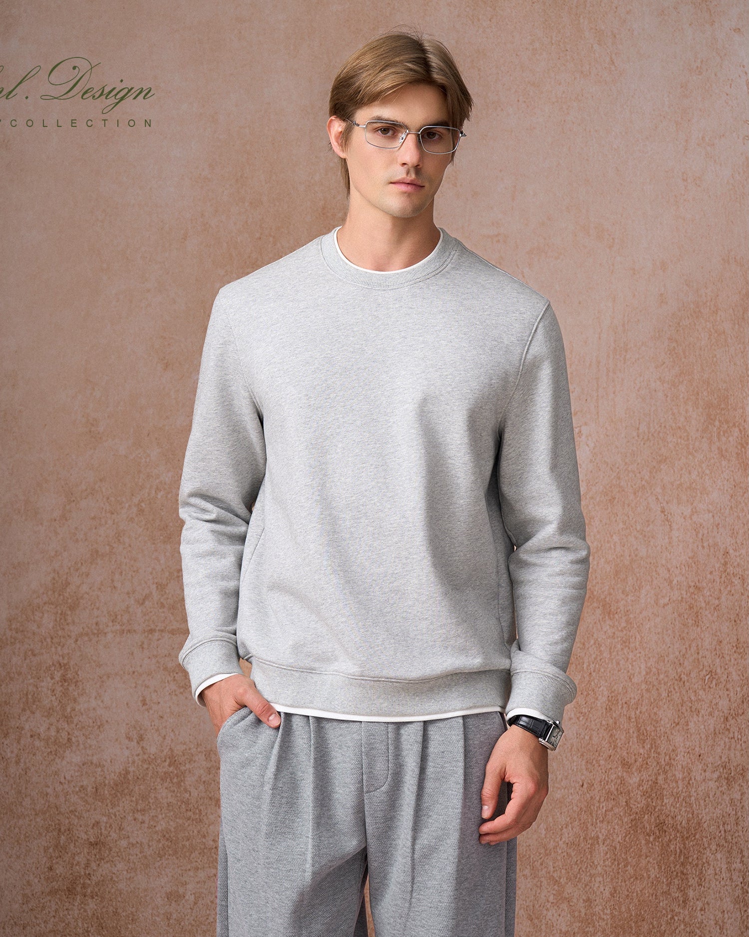 Cotton Double-Layer Crewneck Sweatshirt