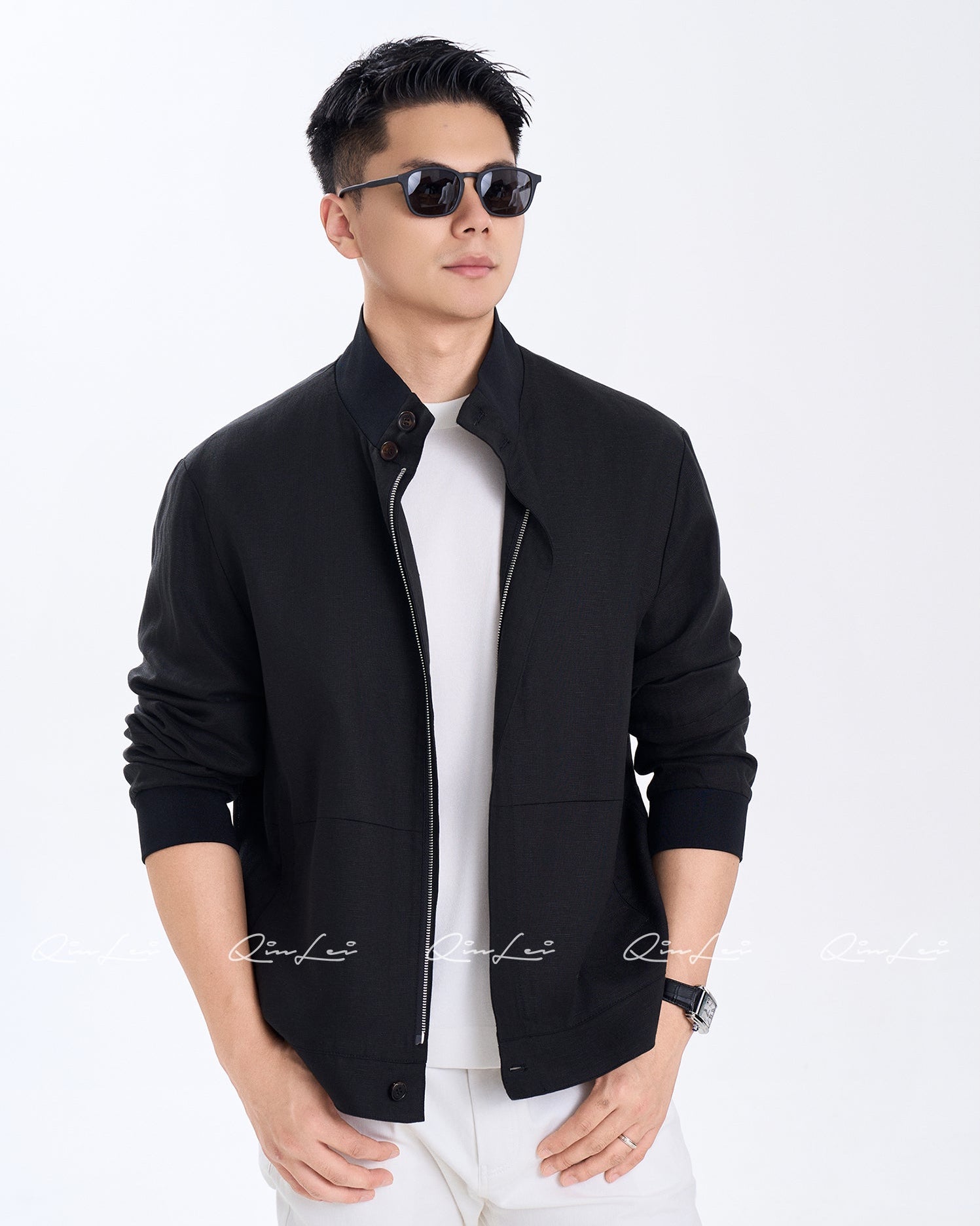 Stand Collar Linen Jacket