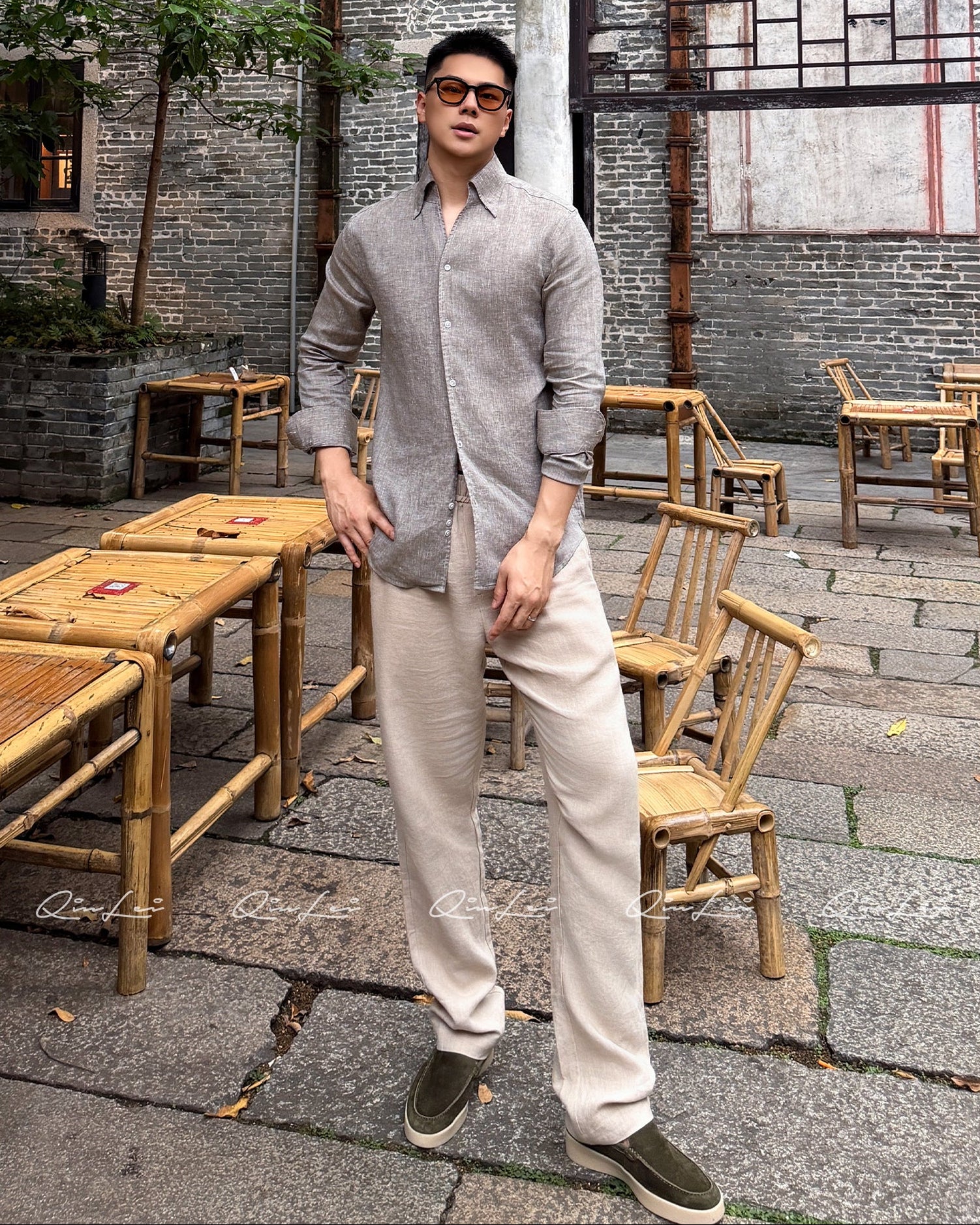 Draped Linen Shirt
