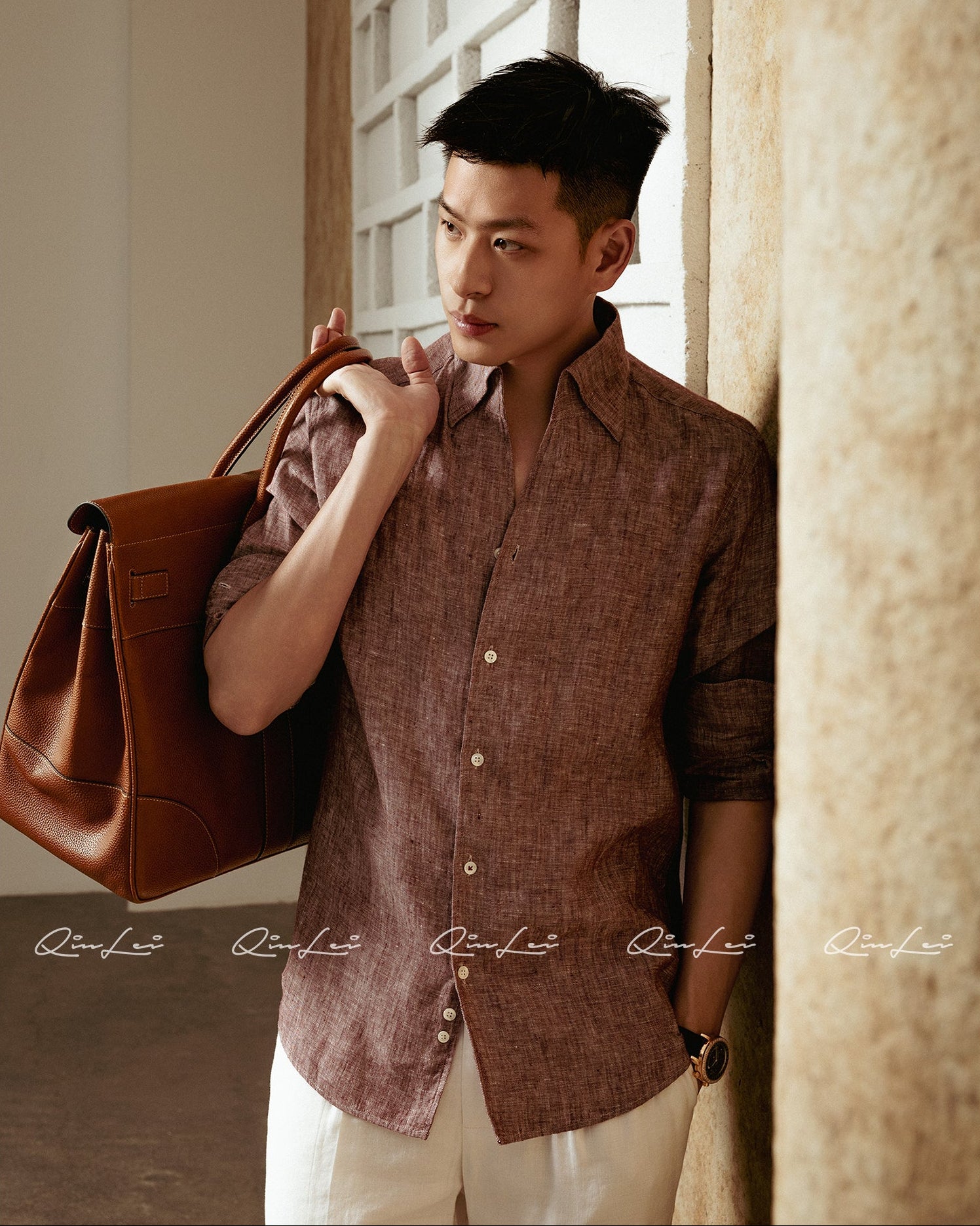 Draped Linen Shirt