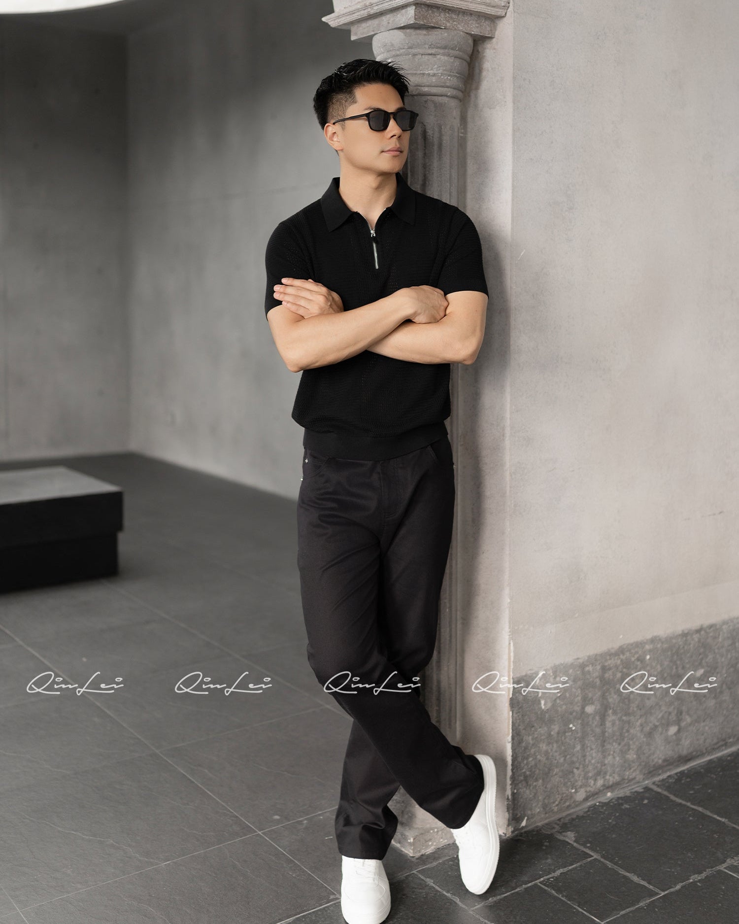Open Knit Silk Cotton Polo