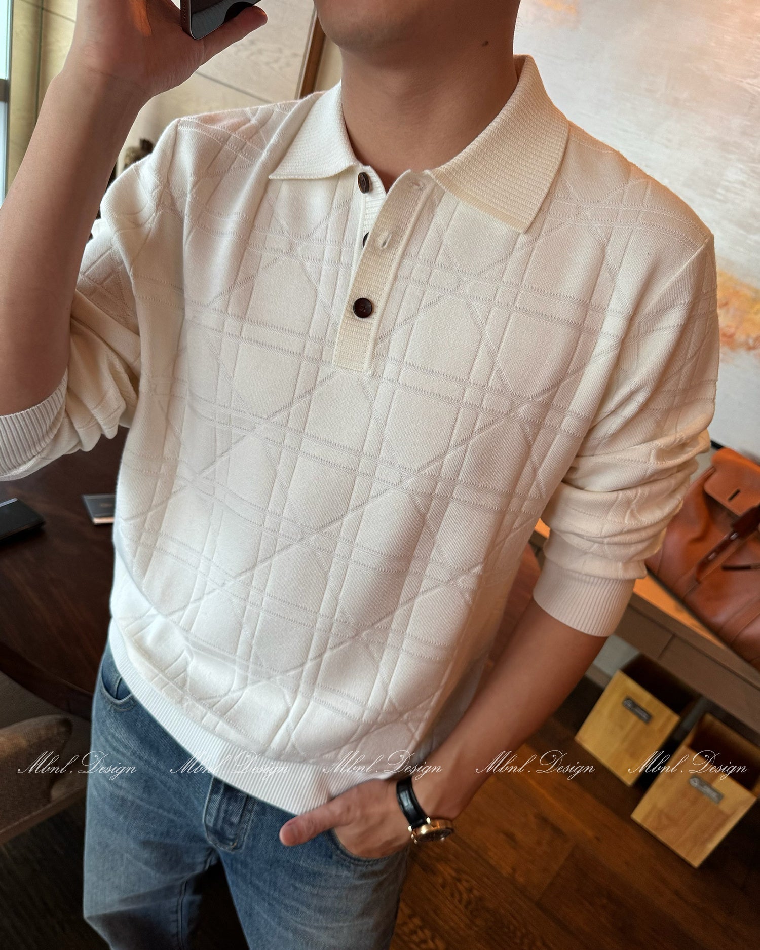 Wool Blend Knit Polo