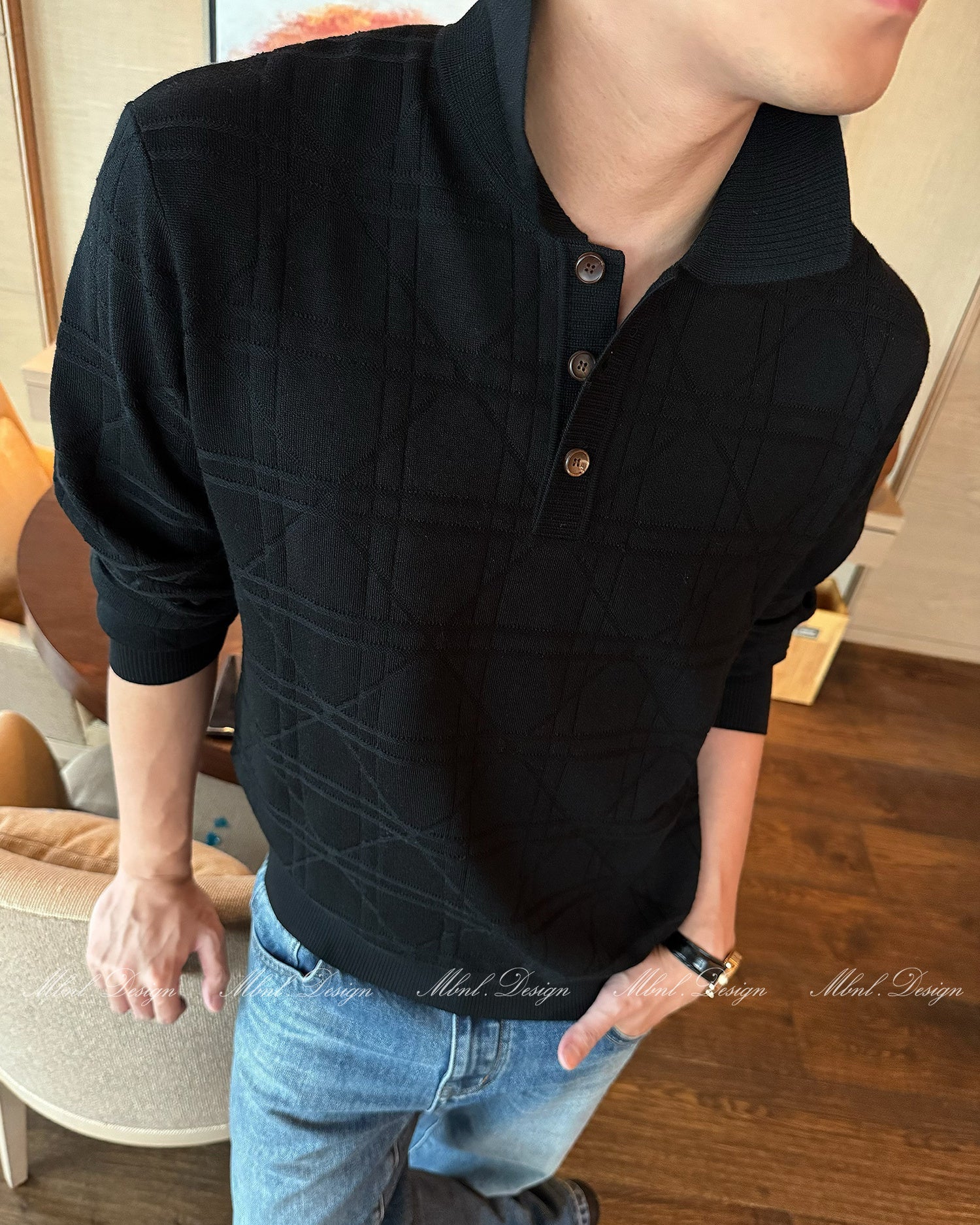 Wool Blend Knit Polo