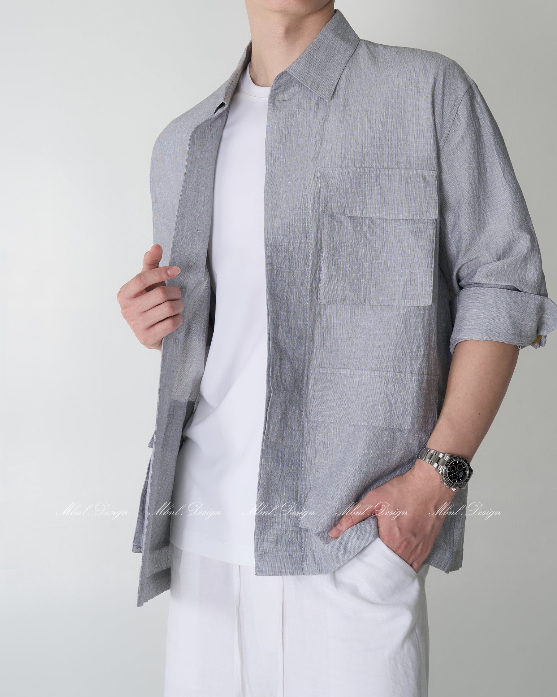 Linen Blend Shirt Jacket