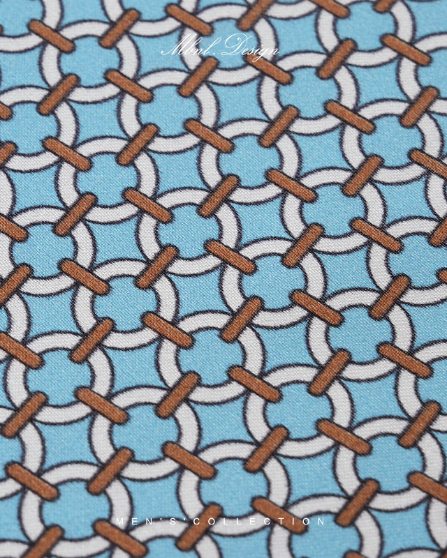Delicate Blue & White Chain Print Silk Scarf