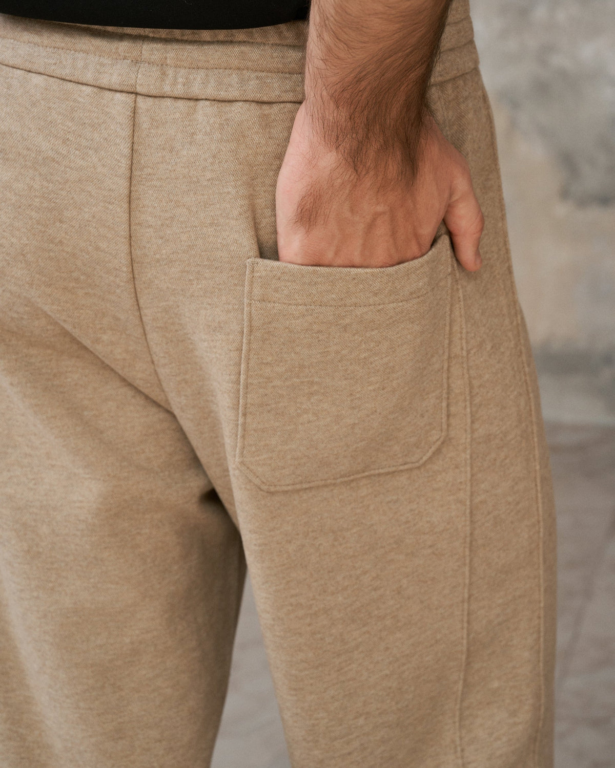 Acetate-Wool Woven Drawstring Casual Pants