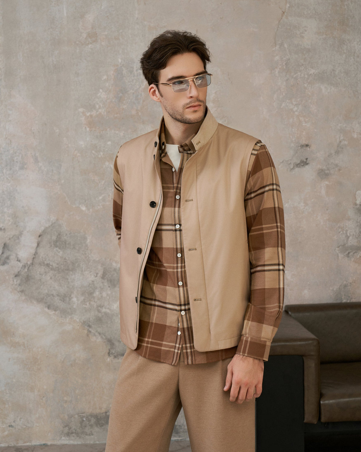 Cashmere and Wool-Lined Windproof Vest