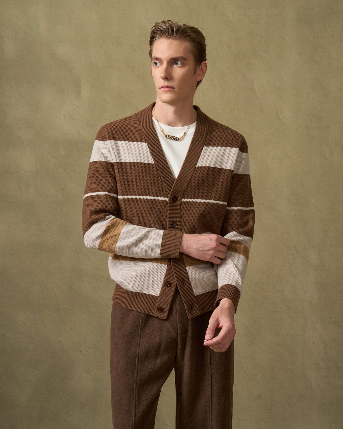 Sheep's Wool Textured Woven Cardigan