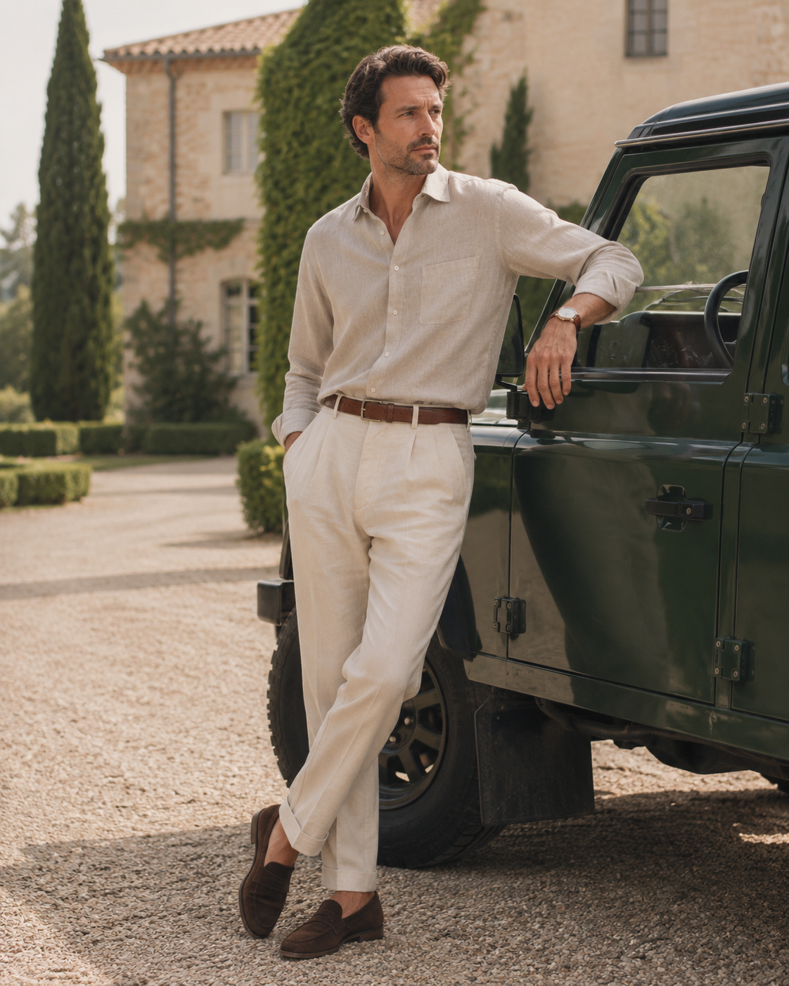 Italian Collar Linen Shirt