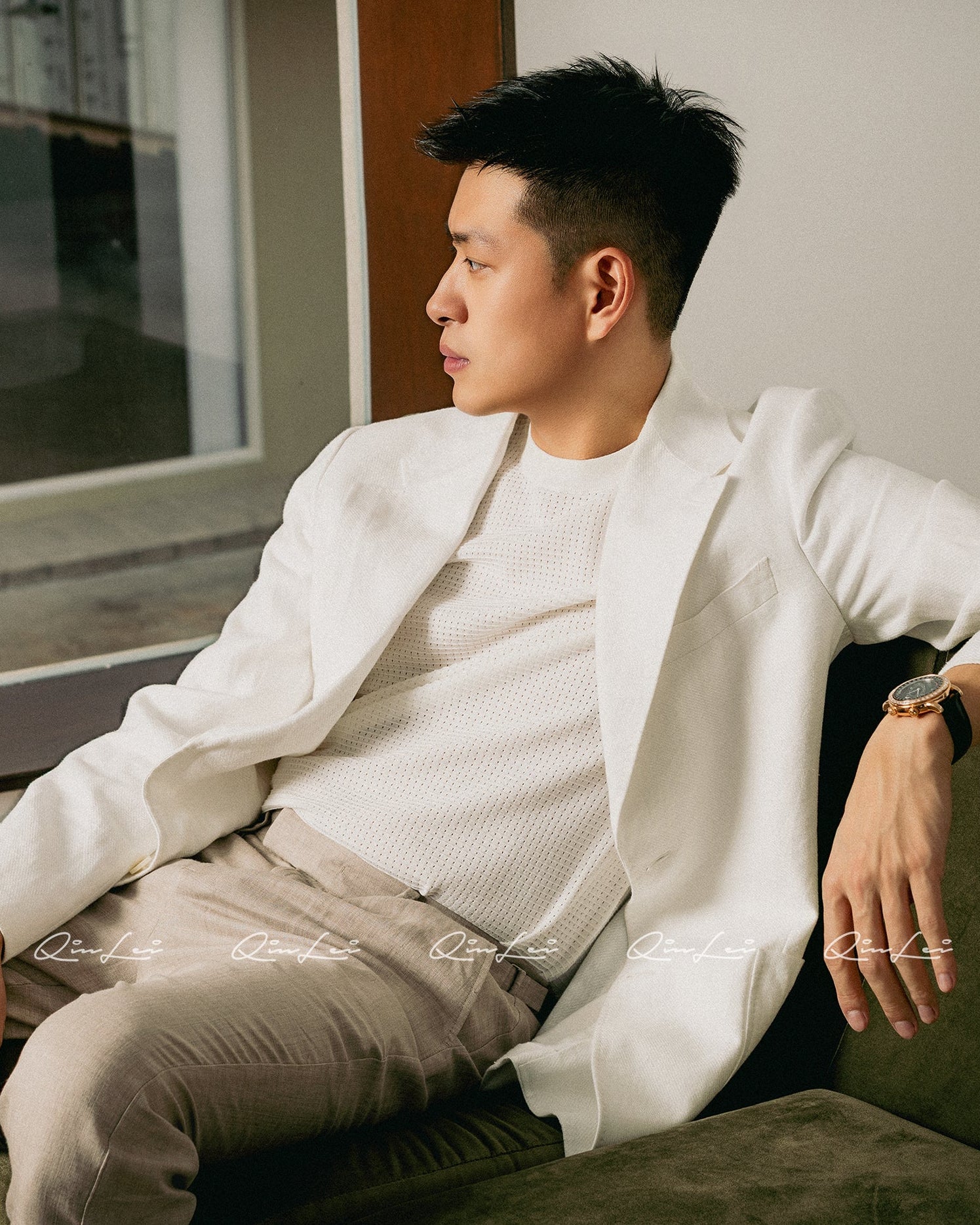 Platinum Linen Suit Set