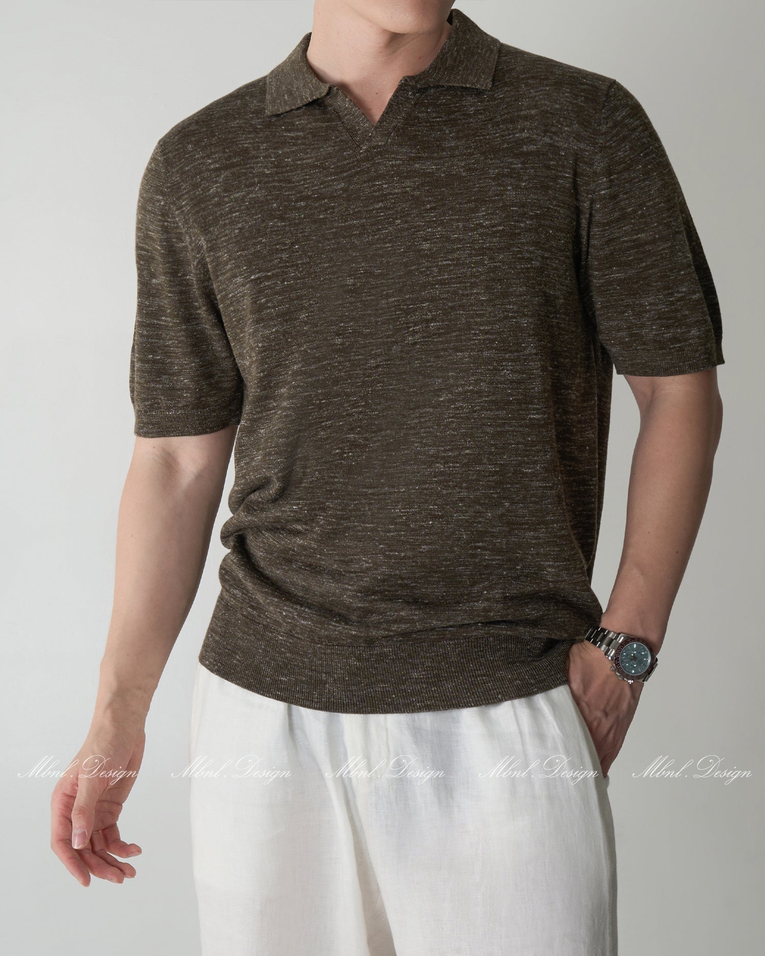 Short Sleeve Linen Polo