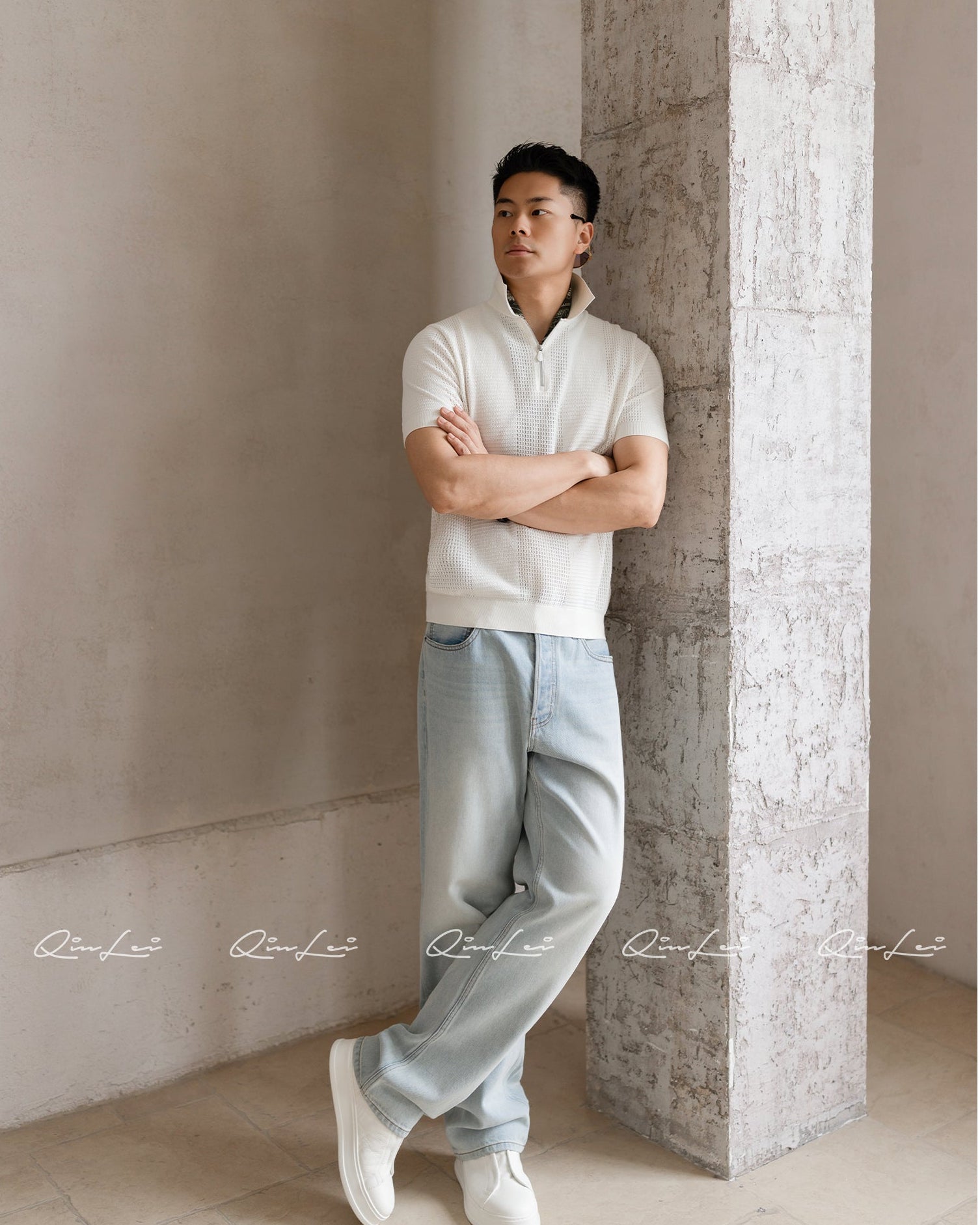 Open Knit Silk Cotton Polo