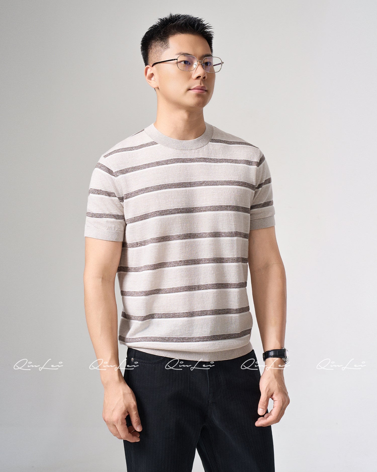 Striped Wool Linen T-Shirt