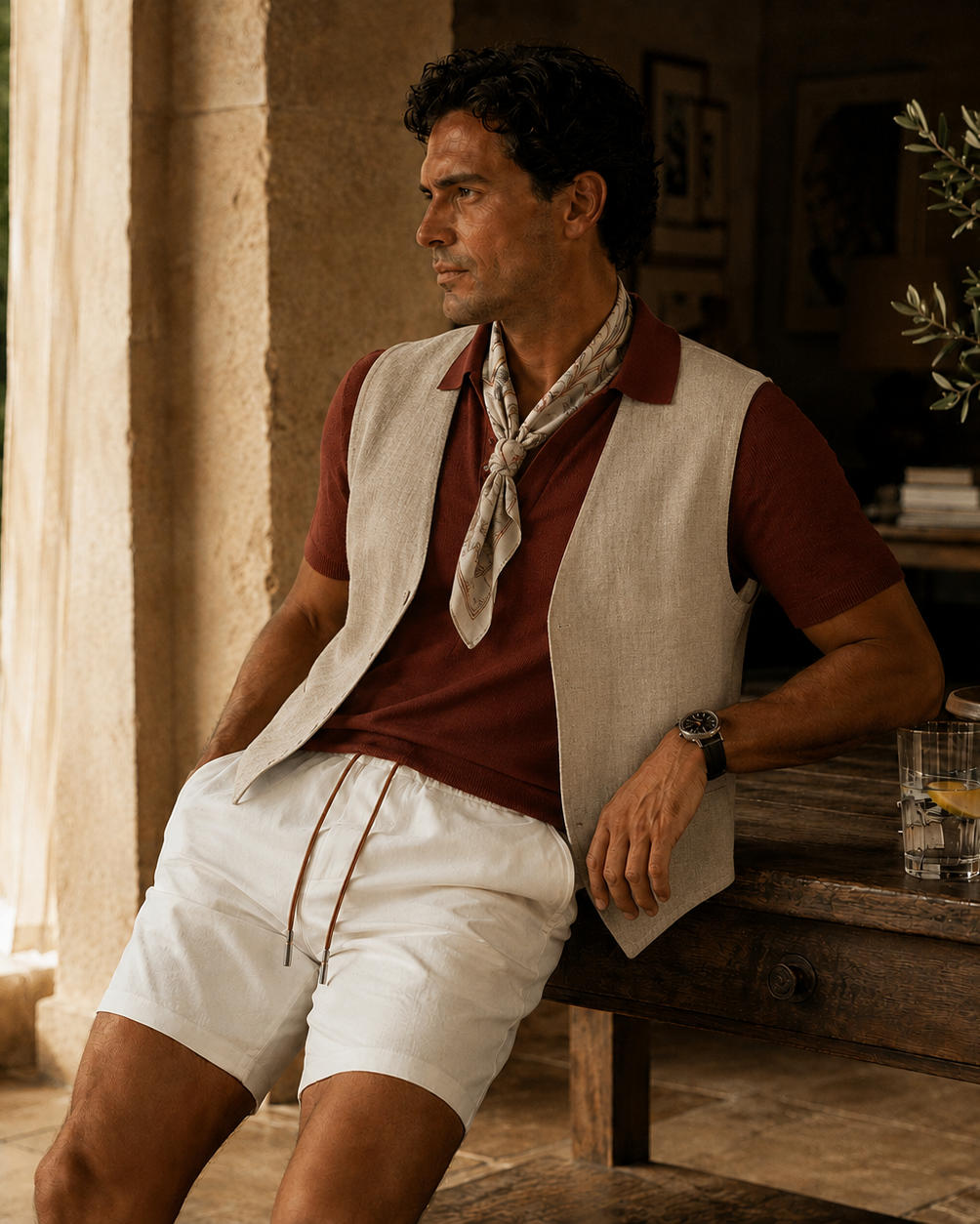 Linen Blend Polo Shirt