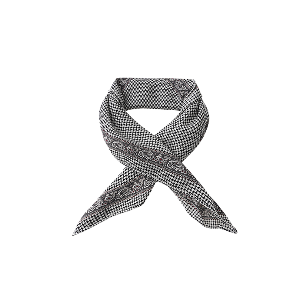 Plaid Flower Mulberry Silk Wool Square Scarf