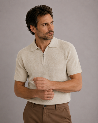 Half-Zip Linen Polo