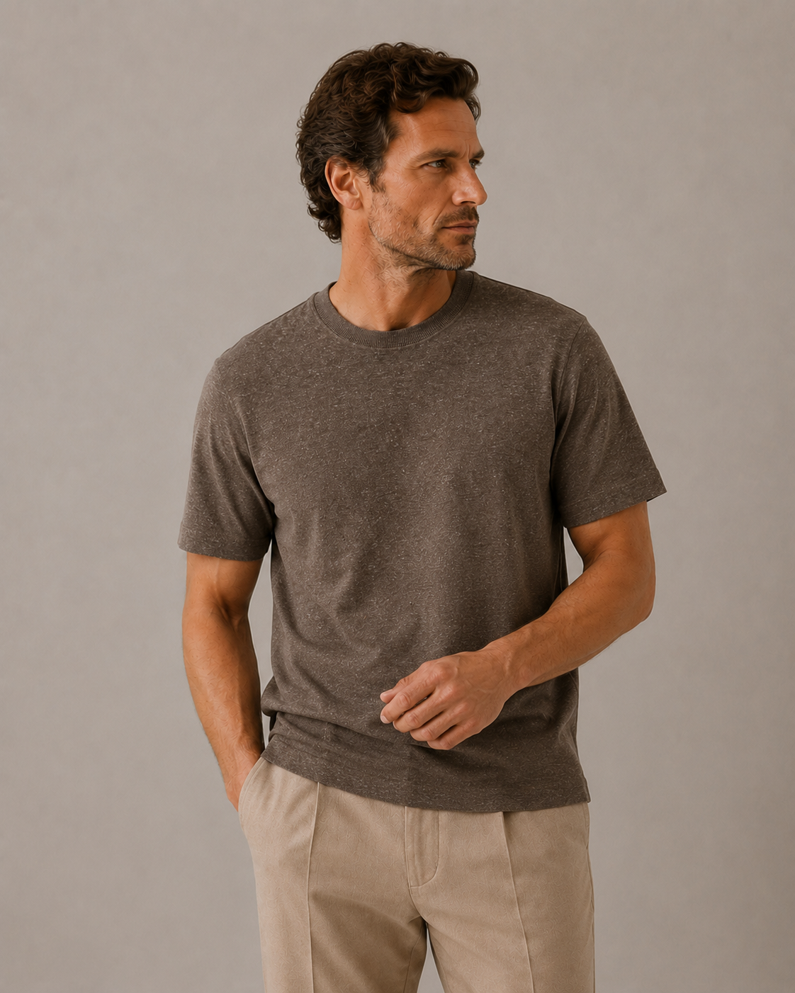 Breathable Linen Blend Knit T-Shirt