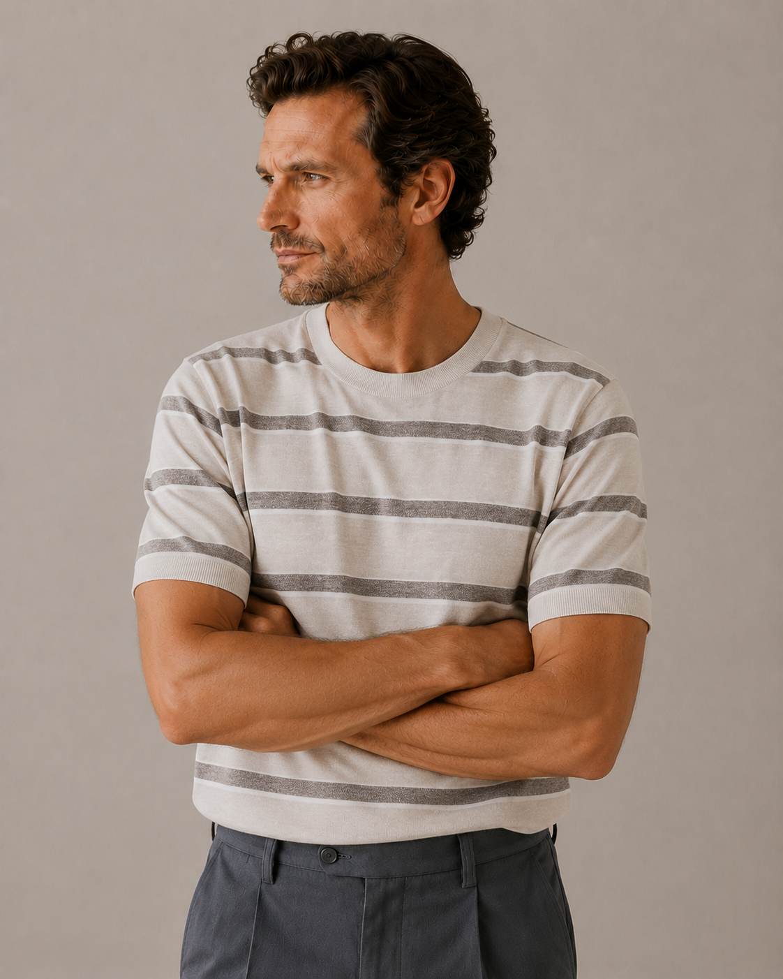 Striped Wool Linen T-Shirt