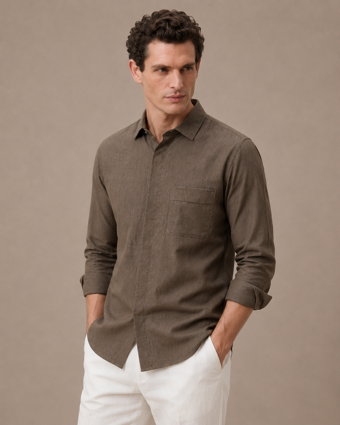 Drop Shoulder Linen Shirt