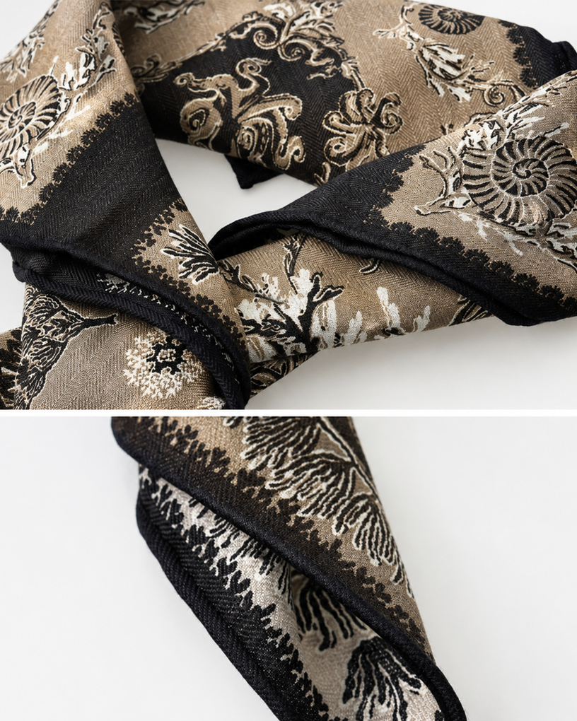 Custom-Woven Wool & Silk Asymmetrical Scarf