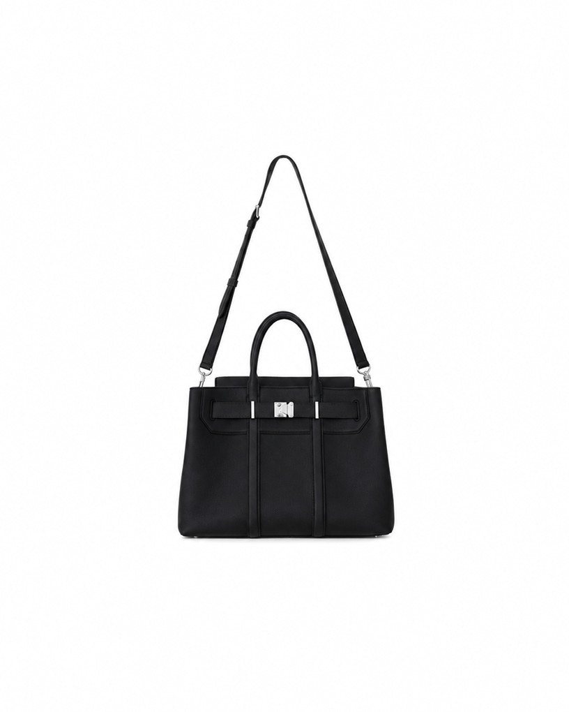 Matte Leather Lychee-Textured Handbag