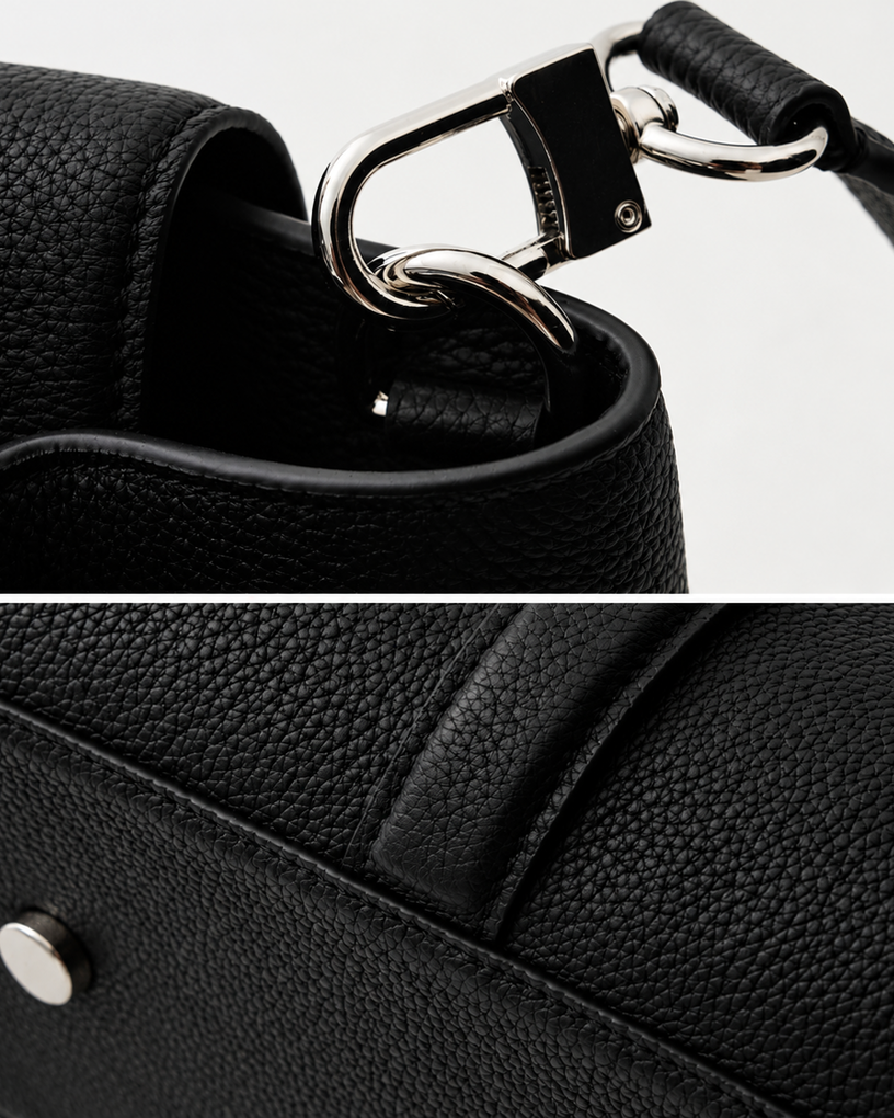 Matte Leather Lychee-Textured Handbag