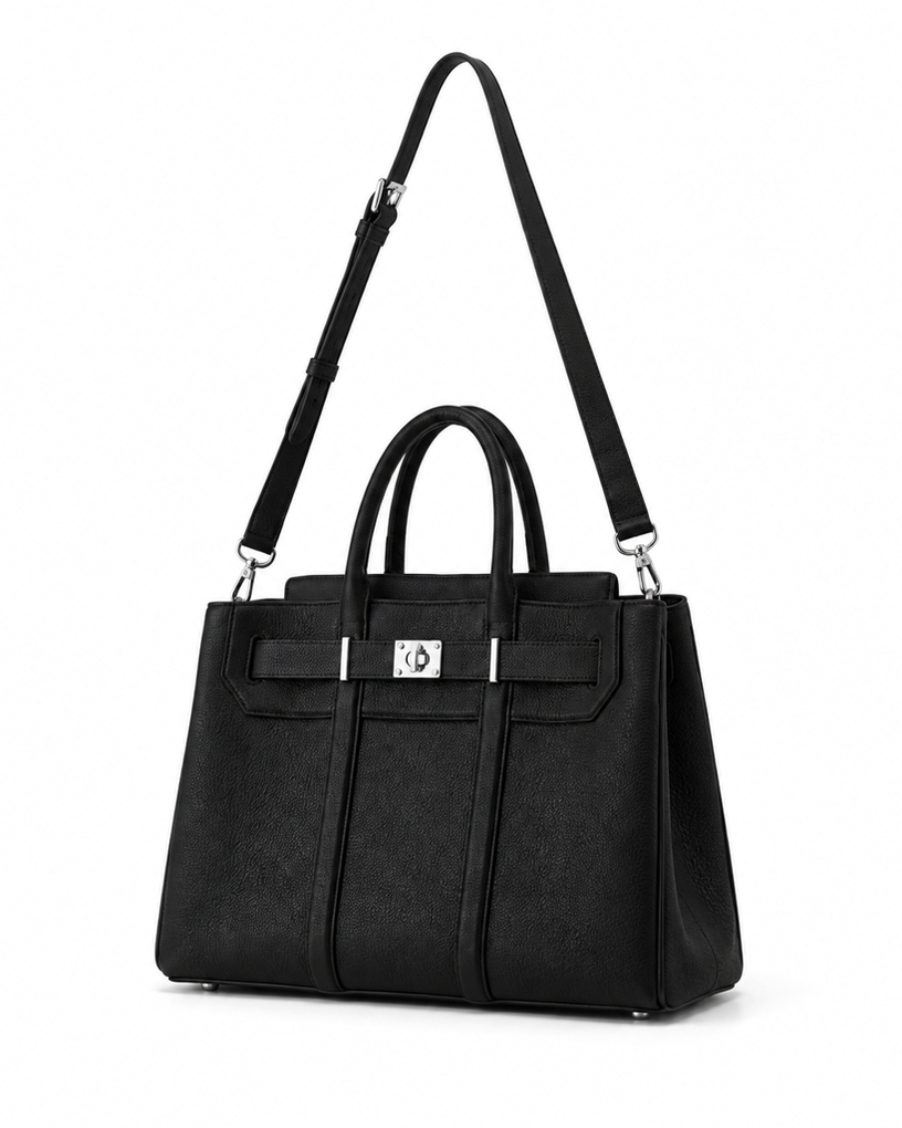 Matte Leather Lychee-Textured Handbag