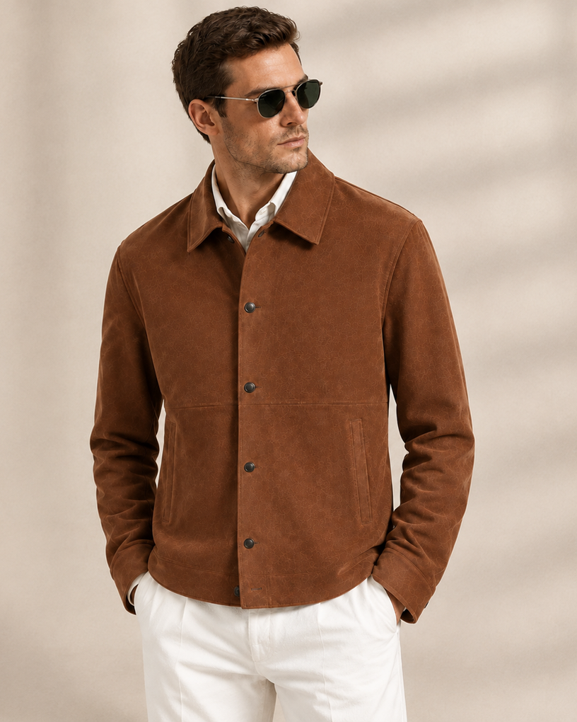 Retro Caramel 100% Sheepskin Turn-Down Collar Jacket