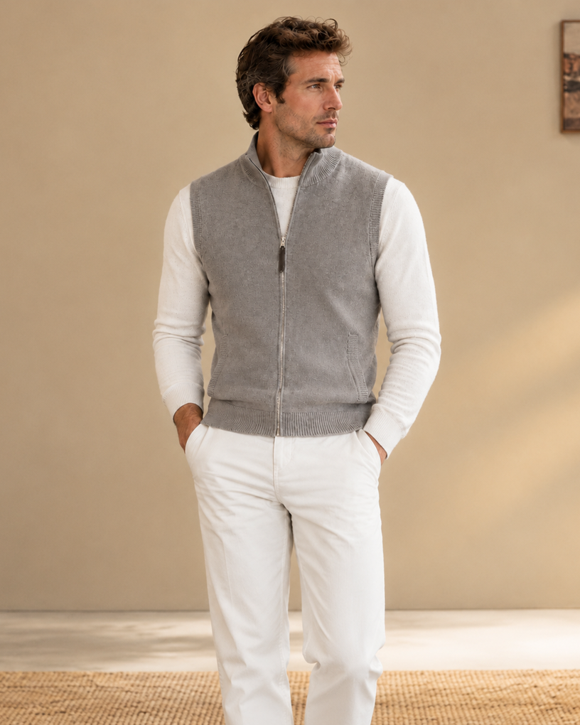 Wool Custom-Knitted Double-Zipper Vest