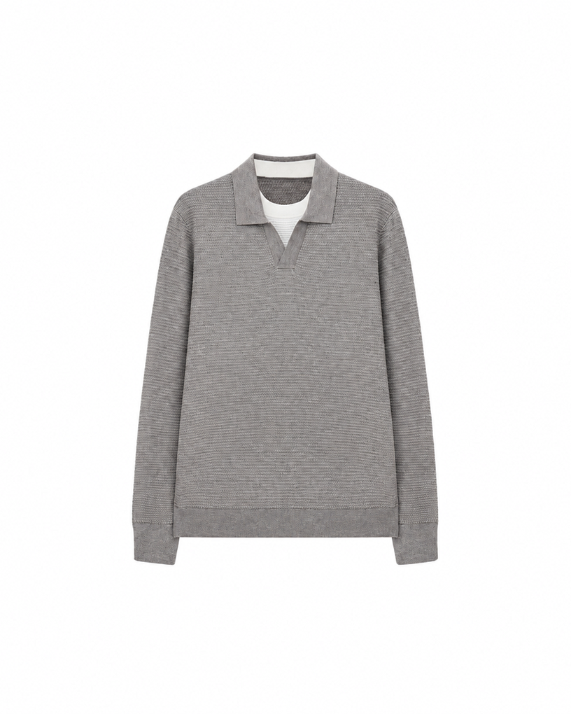Wool and Silk Custom-Woven Jacquard Sweater