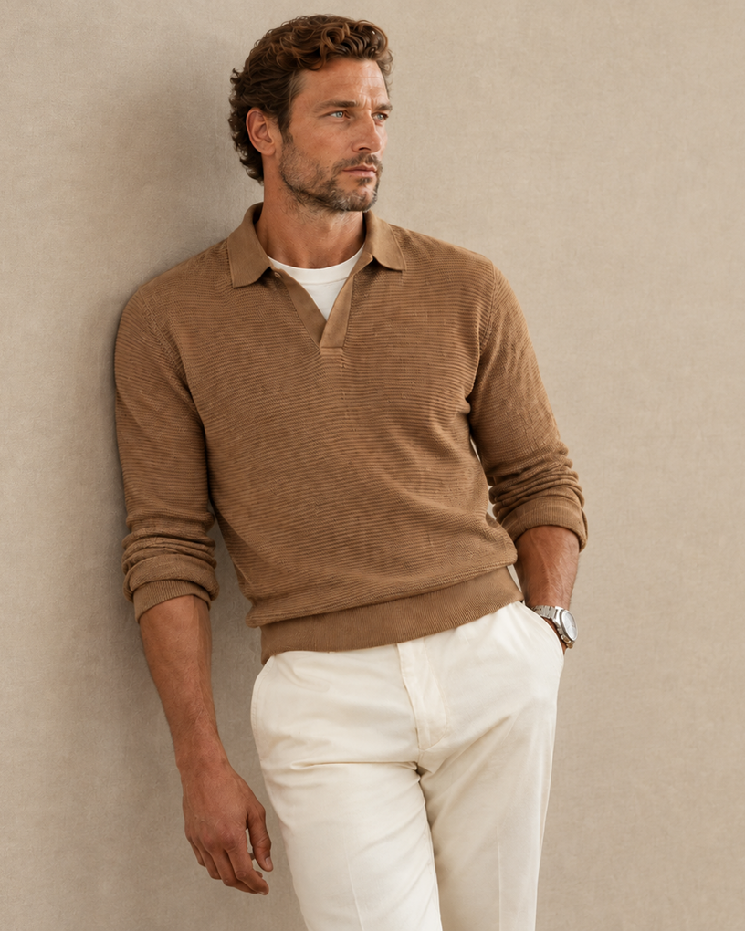 Wool and Silk Custom-Woven Jacquard Sweater