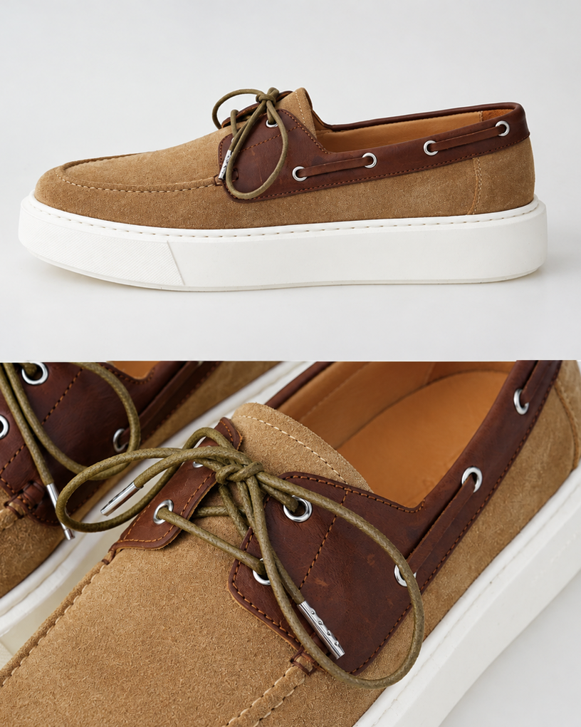 Cowhide-Lined Matte Suede Sailing Shoes