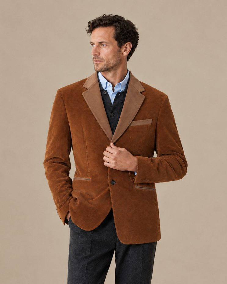 Neapolitan-Style Pure Cotton Corduroy Blazer