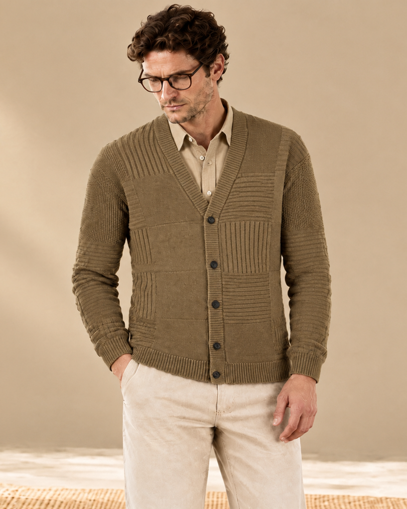 9-Gauge Textured Wool Knit Cardigan