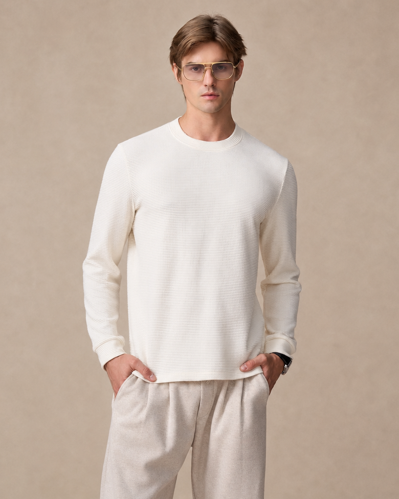 Custom Mélange Yarn Knit Sweater