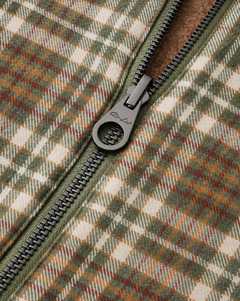 Cashmere-Wool Textured Plaid Vest – Reversible Two-Way Design